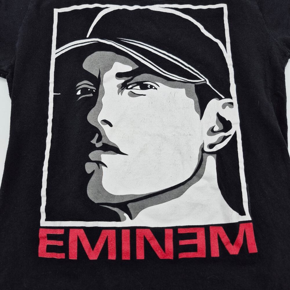 Vintage Eminem Image T-Shirt Black Kids Size Medium Rare 90'S Rap Bravado Brand